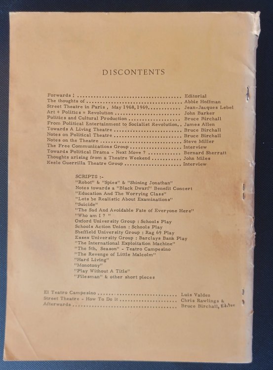 Radical Arts. Art & Politics Try to Be Authentic & Effective. Street Theatre. A Solution: Theory, Notes, Scripts (Premiere Issue, c. 1970/71)