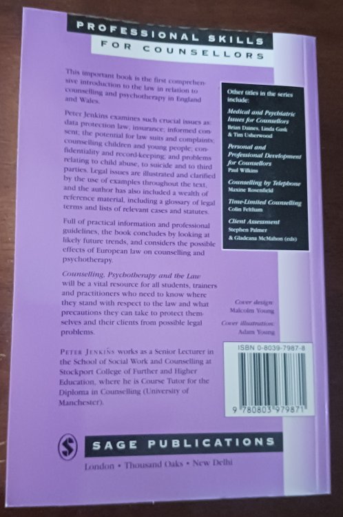 Counselling, Psychotherapy and the Law (Professional Skills for Counsellors Series)