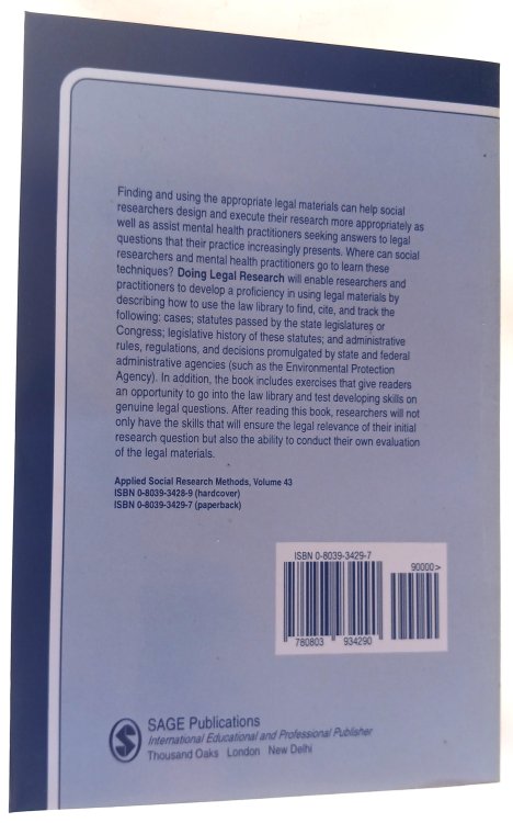 Doing Legal Research: A Guide for Social Scientists and Mental Health Professionals (Applied Social Research Methods No. 43)