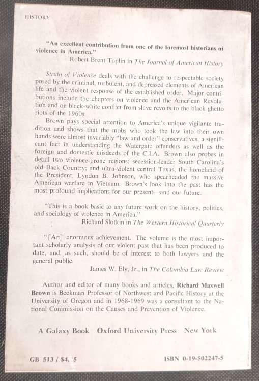 Strain of Violence: Historical Studies of American Violence and Vigilantism