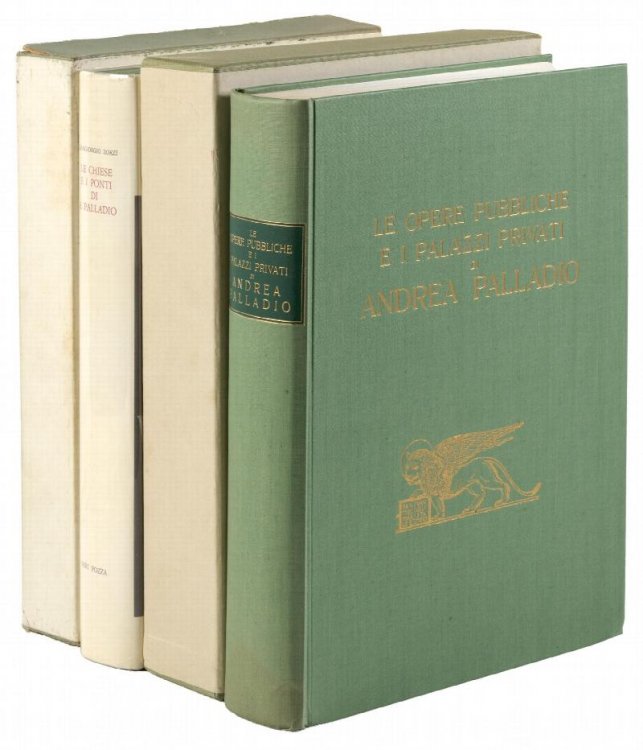 PALLADIO 2 vol. : Le Opere Pubbliche e i Palazzi Privati di Andrea Palladio [with] Le Chiese e i Ponti di Andrea Palladio (The Public works and Private Palaces of Andrea Palladio + the Churches and Bridges of P.)