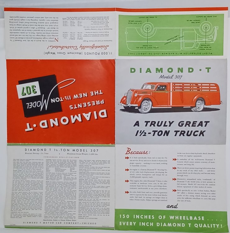 Diamond T presents the new 1 1/2 Ton Model 307 - original sales brochure 1940's