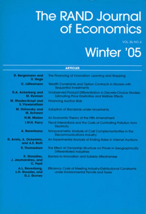 The Rand Journal of Economics (Vol 36, No. 4, Winter 2005)