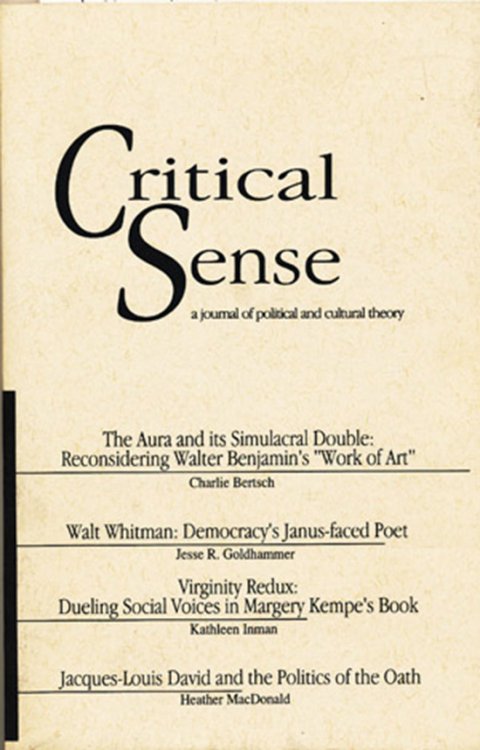Critical Sense: A Journal of Political and Cultural Theory (Vol 4, Number 2, Fall 1996)