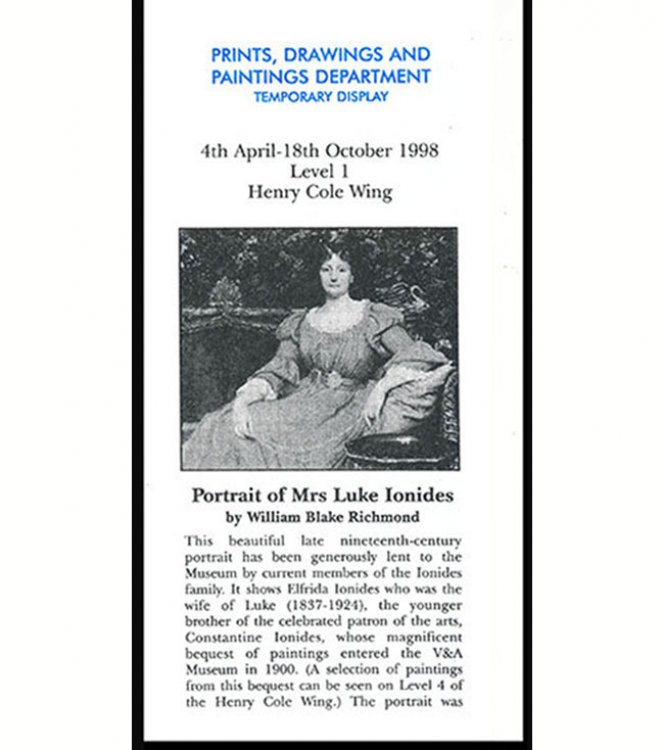Portrait of Mrs Luke Ionides (Gallery Brochure)