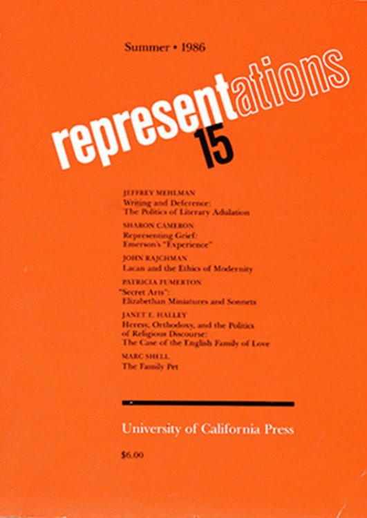 Representations 15 (Summer 1986, Number 15)