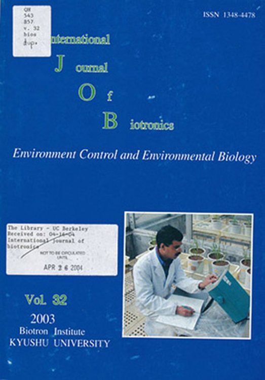 International Journal of Biotronics: Environment Control and Environmental Biology (Vol 32 2003)