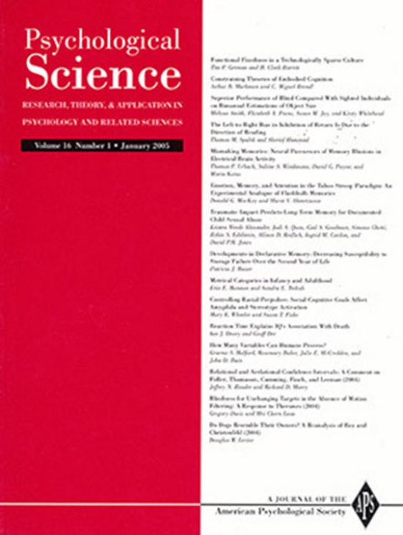 Psychological Science (Vol 16, No. 1, January 2005)