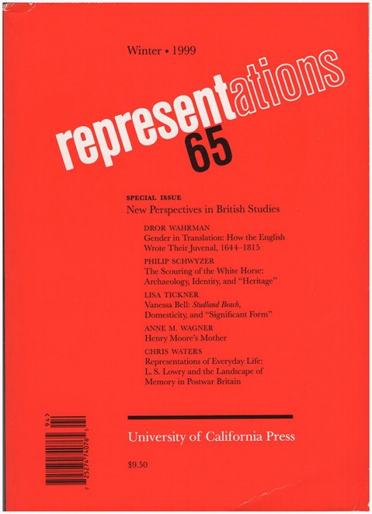 Representations 65: Special Issue: New Perspectives in British Studies (Winter 1999)