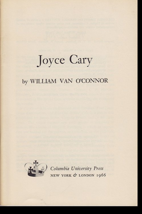 Joyce Cary (Columbia Essays on Modern Writers, No. 15)