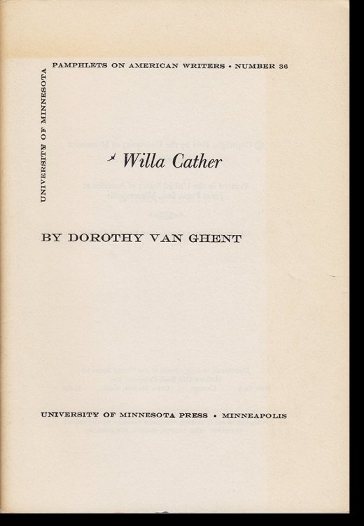 Willa Cather (Pamphlets on American Writers, No. 36)