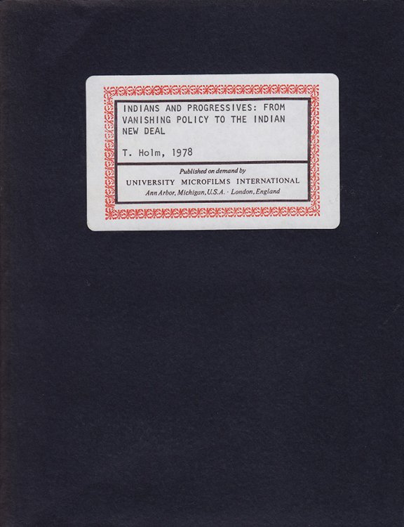 Indians and Progressives: From Vanishing Policy to the Indian New Deal