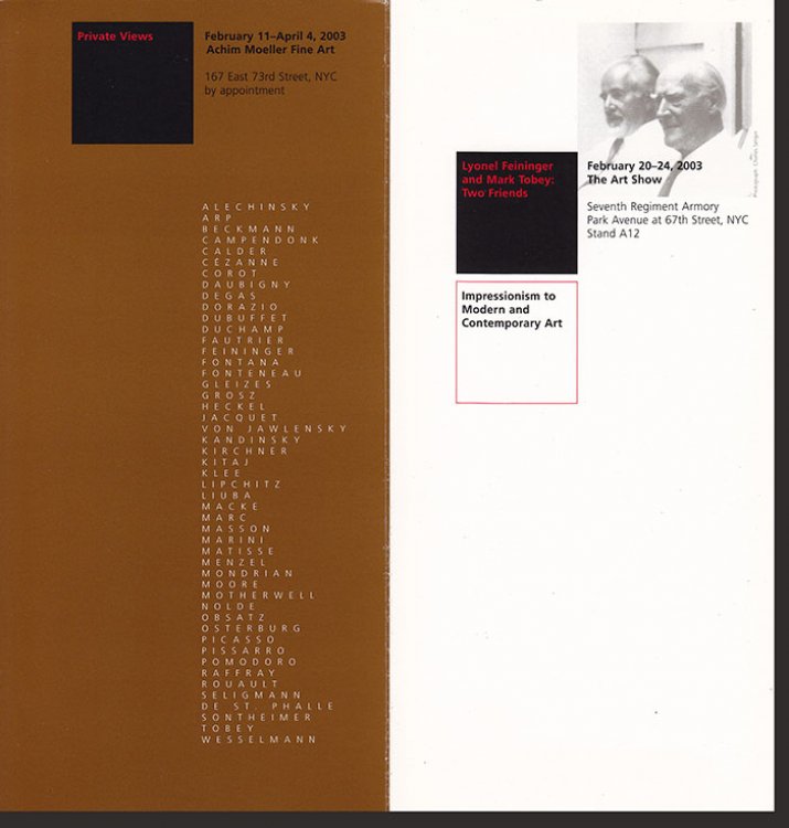 Private Views and Lyonel Feininger and Mark Tobey: Two Friends (Exhibitions Brochure)
