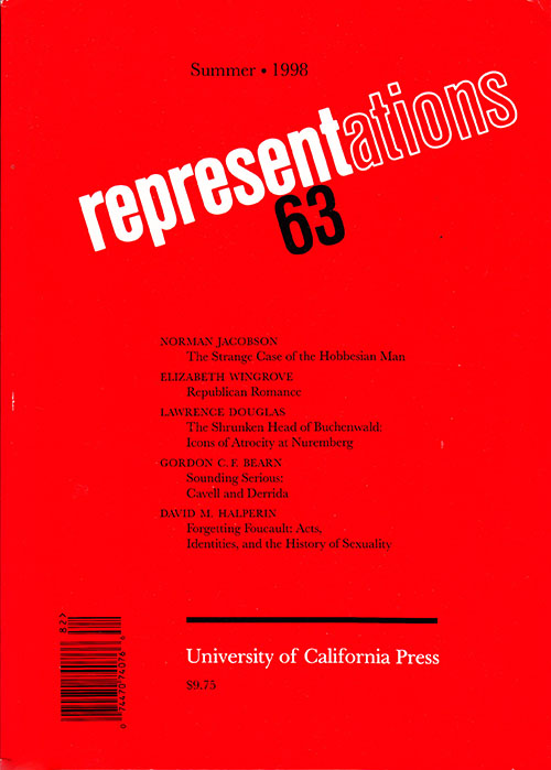 Representations 63 (Summer 1999, Number 63)