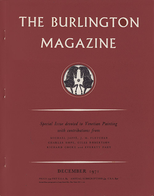The Burlington Magazine (Volume CXIII, Number 825, December 1971)