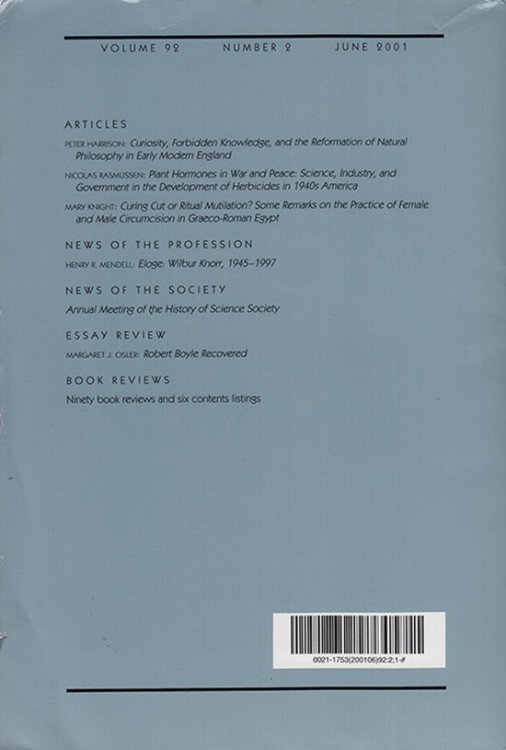 Isis (Volume 92, No. 2, June 2001)