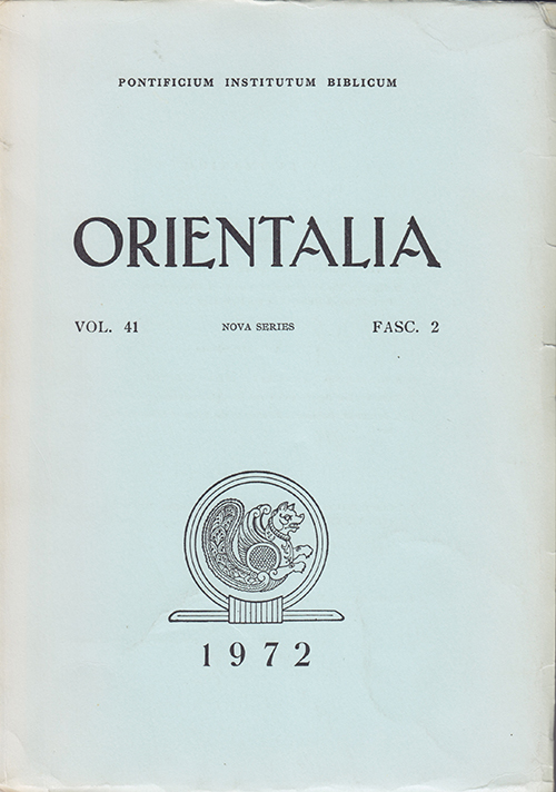 Orientalia (Vol. 41, Fasc. 2)