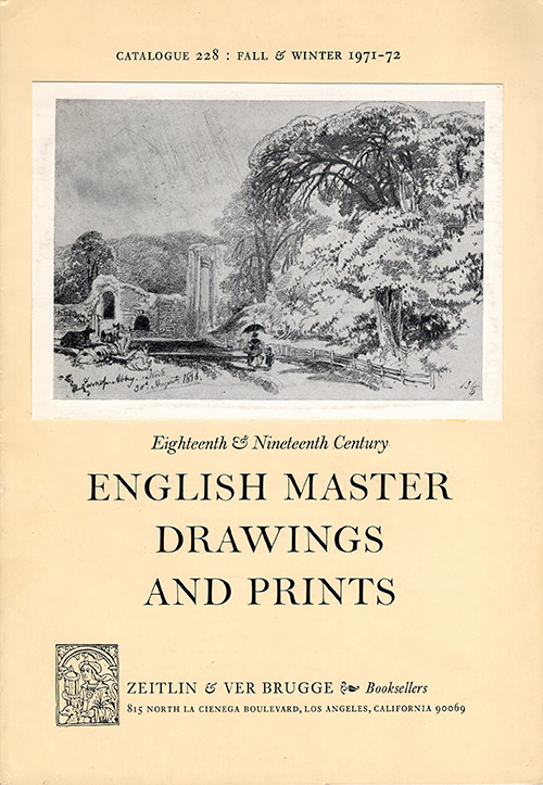 English Master Drawings and Prints (Catalog 228, Fall and Winter 1971-72)