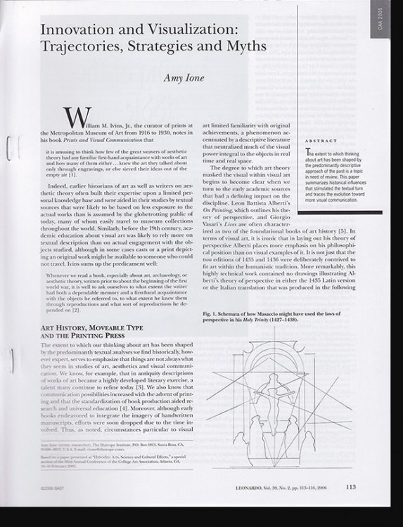 Innovation and Visualization: Trajectories, Strategies, and Myths (Leonardo Journal Offprint)