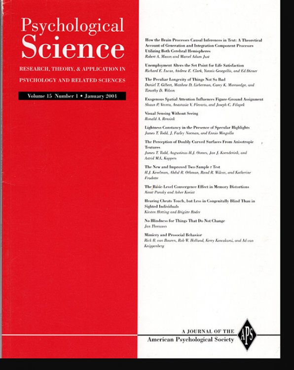 Psychological Science (Vol 15, No. 1, January 2004)