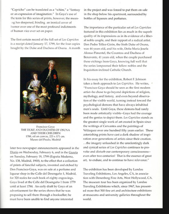 Francisco Goya Los Caprichos: National Museum Tour 2005-2009