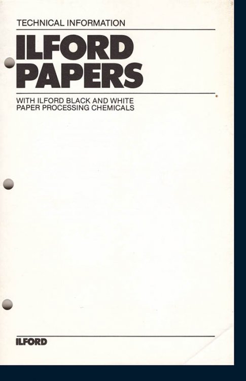 Technical Information: Ilford Papers with Ilford Black and White Paper Processing Chemicals (Cat No. 2754)