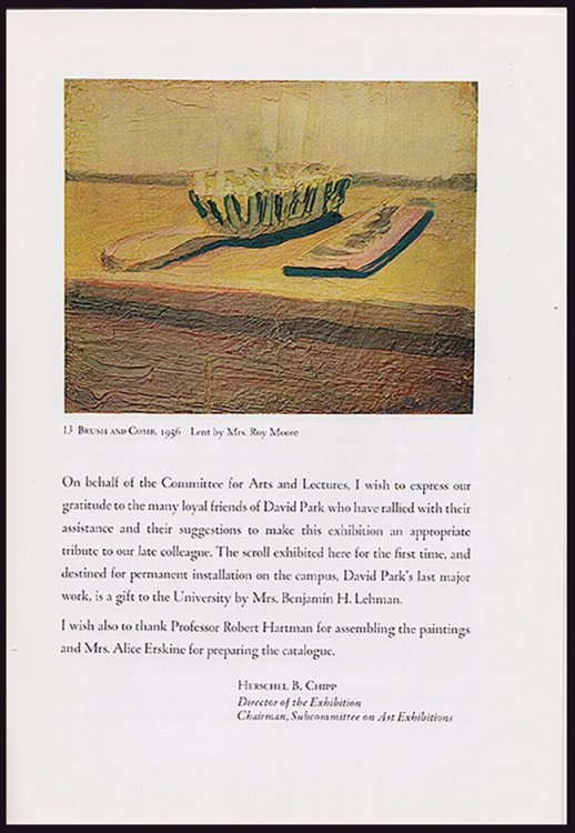 David Park Memorial Exhibition: The University Years, 1955--1960