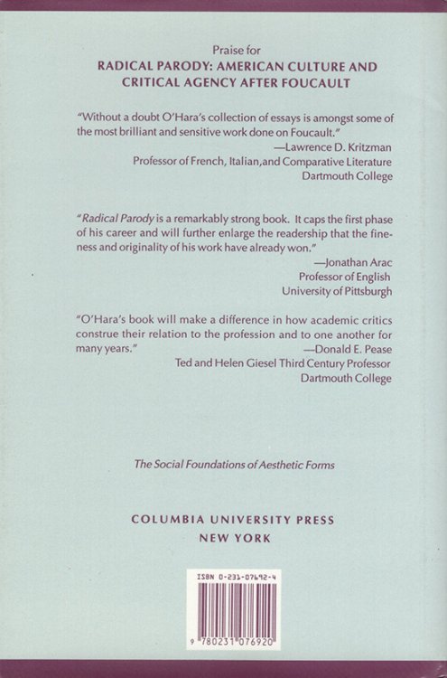 Radical Parody: American Culture and Critical Agency After Foucault