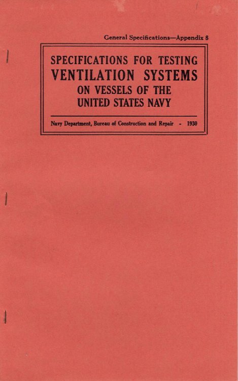 Specifications For Testing Ventilation Systems on Vessels of the United States Navy
