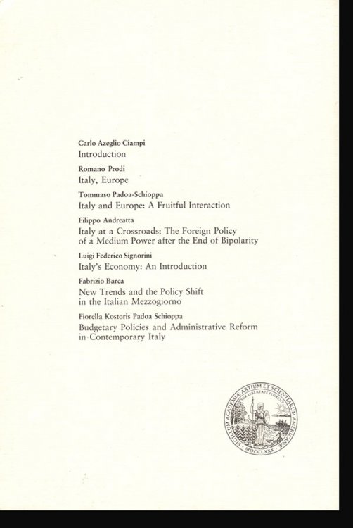 Daedalus: Italy: Resilient and Vulnerable: Volume 1: The European Challenge