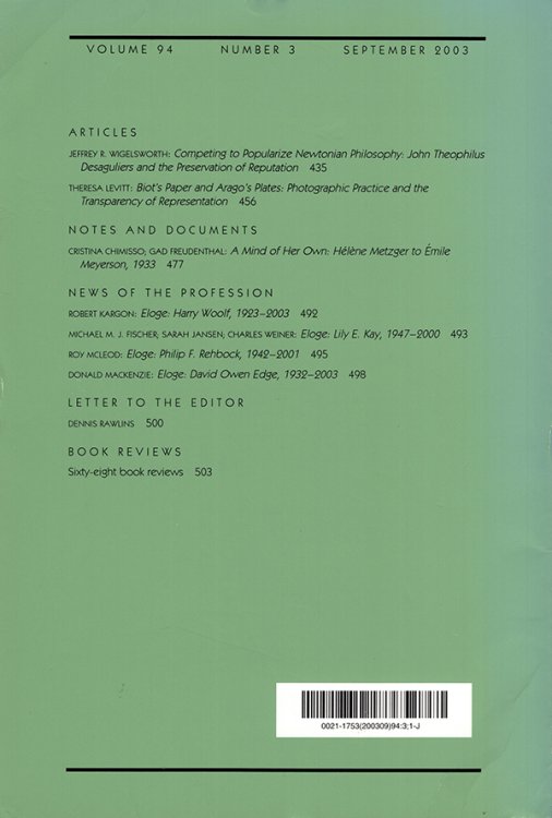 Isis (Vol 94, No 3, September 2003)