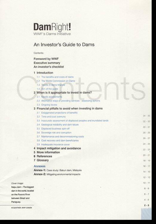 DamRight!: WWF's Dams Initiative: An Investor's Guide to Dams