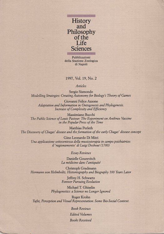 History and Philosophy of the Life Sciences (1997, Vol 19, No. 2)