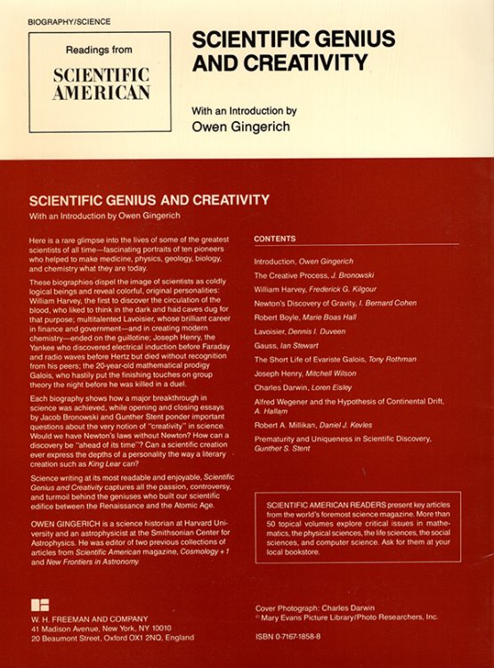 Scientific Genius and Creativity (Readings from Scientific American)