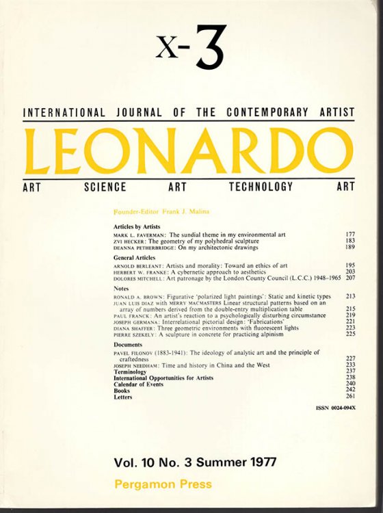 Leonardo (Vol 10, No. 3, Summer 1977)