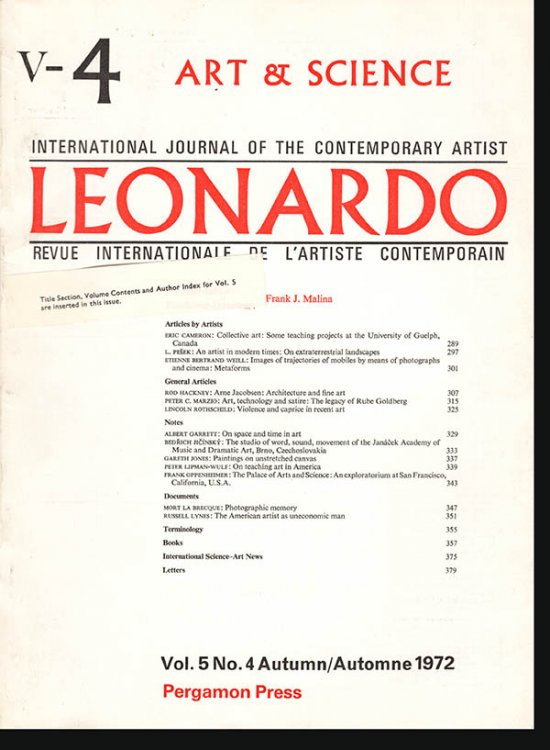 Leonardo Journal (Vol 5, No. 4, Autumn 1972)