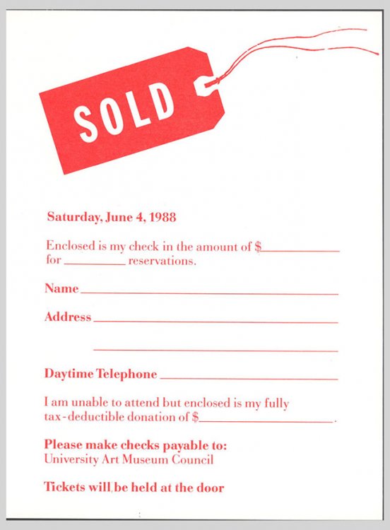 Sold on Art: University Art Museum Council Auction (Invitation, RSVP Card, RSVP Envelope, Mailing Envelope)