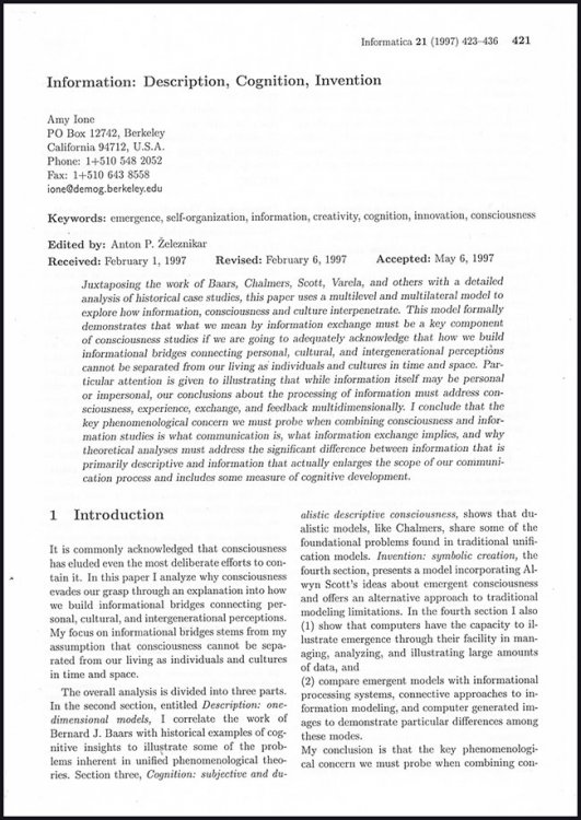 Information: Description, Cognition, Invention (Informatica 21)
