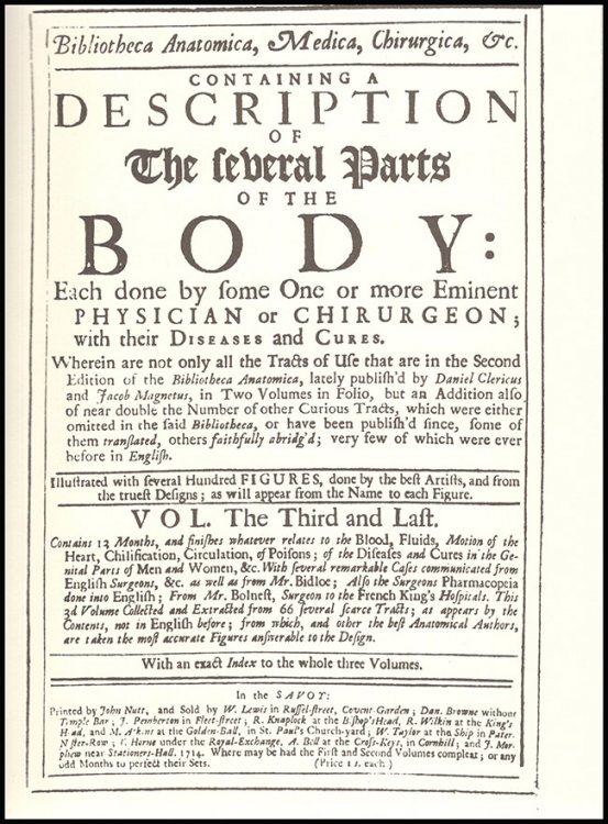 Bibliotheca Anatomica, Medica, Chirugica, etc. (Vol. III, Facsimile edition)