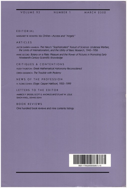 ISIS (Volume 93, No. 1, March 2002)