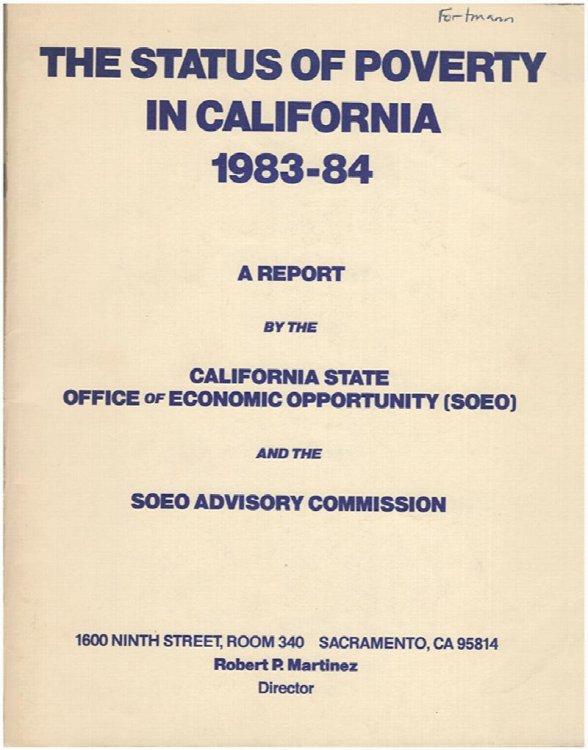 The Status of Poverty in California 1983-84: A Report