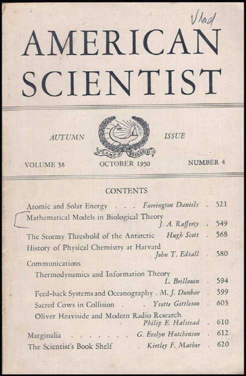 American Scientist (Vol 38, Oct 1950, No. 4)