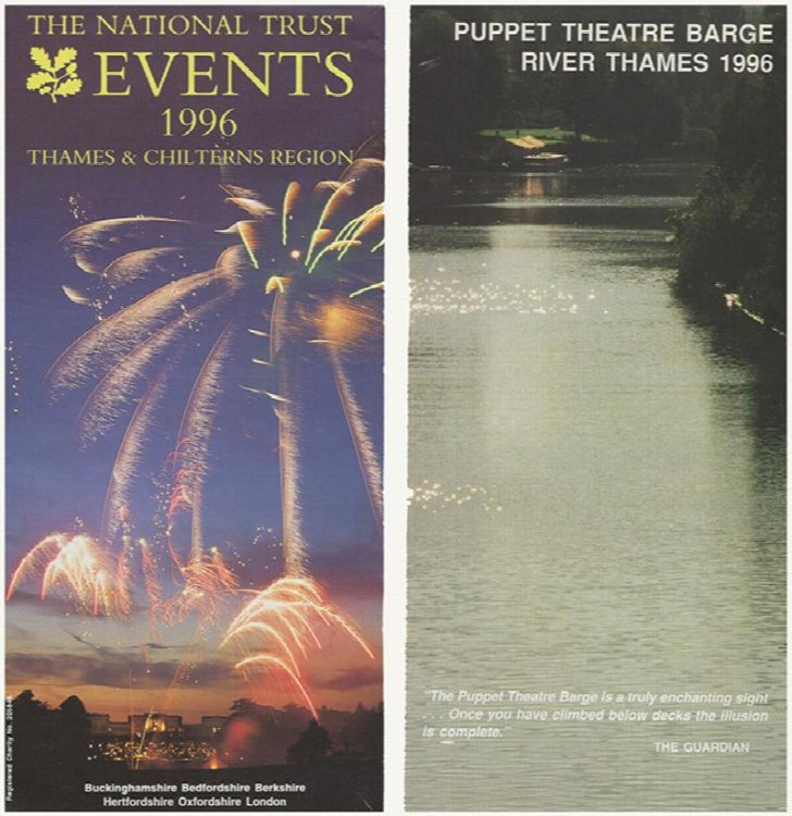 London 1996 Ephemera: London Gardens, National Trust Events, and the Puppet Theatre Barge River Thames (3 items)