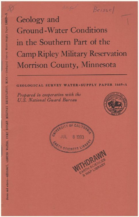 Geology and Ground-water Conditions in the Southern Part of the Camp Ripley Military Reservation, Morrison County, Minnesota