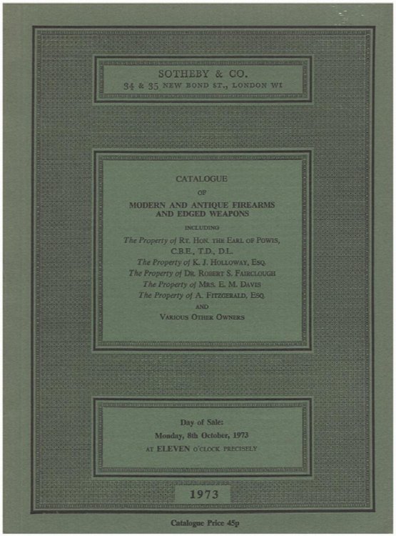 Catalogue of Modern and Antique Firearms, and Edged Weapons (8 October 1973)