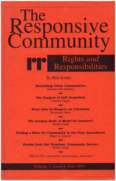 The Responsive Community: Rights and Responsibilities (Volume 3, Issue 4 / Fall 1993)