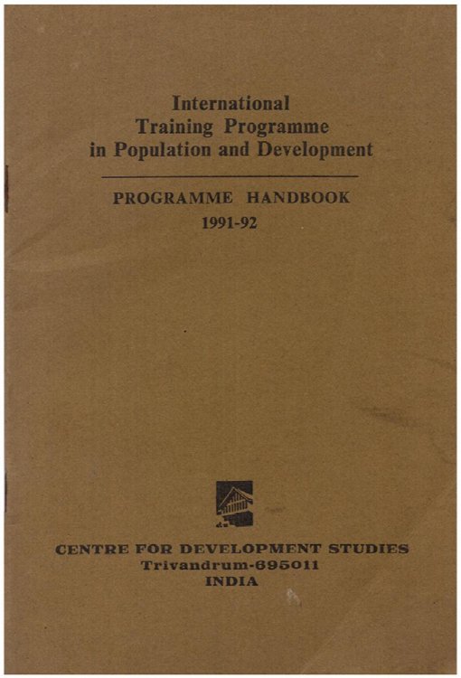 International Training Programme in Population and Development: Programme Handbook 1991-92