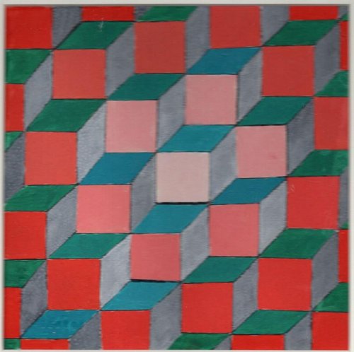 Cube Study with Color Gradations Sketch (Original Painting by Amy Ione)
