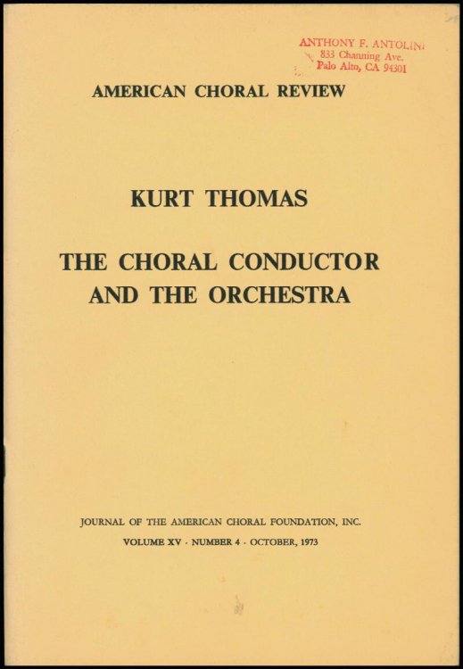 The Choral Conductor and the Orchestra