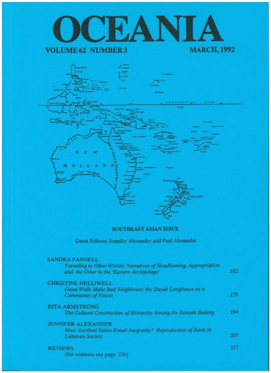 Oceania Journal (March 1992, Volume 62, No. 3)